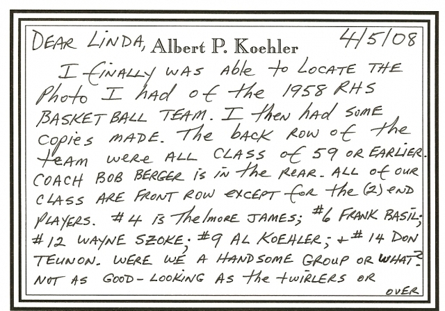 Letter from Al Kohler