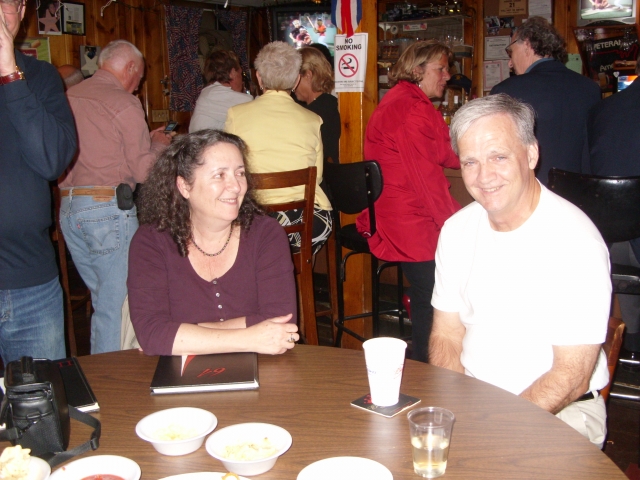 Andrea Hollander Budy (64) and Ron Nusse (64) at the VFW.