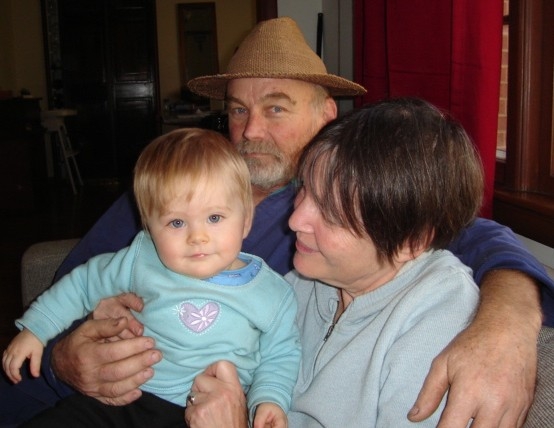 Bruce Dembling with grand daughter Dalia and wife Marion at home in Charlottesville VA, Fall 2007. 