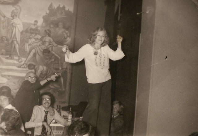 Marilyn Egolf - 1974 - Athens, Greece, table dancing