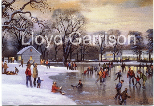 Ice Skater's in Rahway Park 1960's by Lloyd Garrison (Koos Brother's in background)